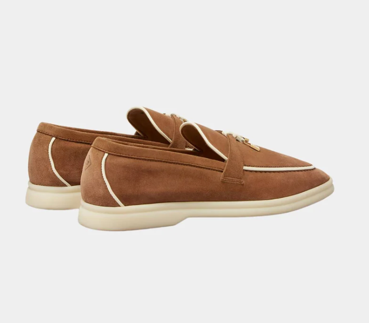 Loro Piana Summer Charms Walk Loafers Suede Goatskin "Mole"