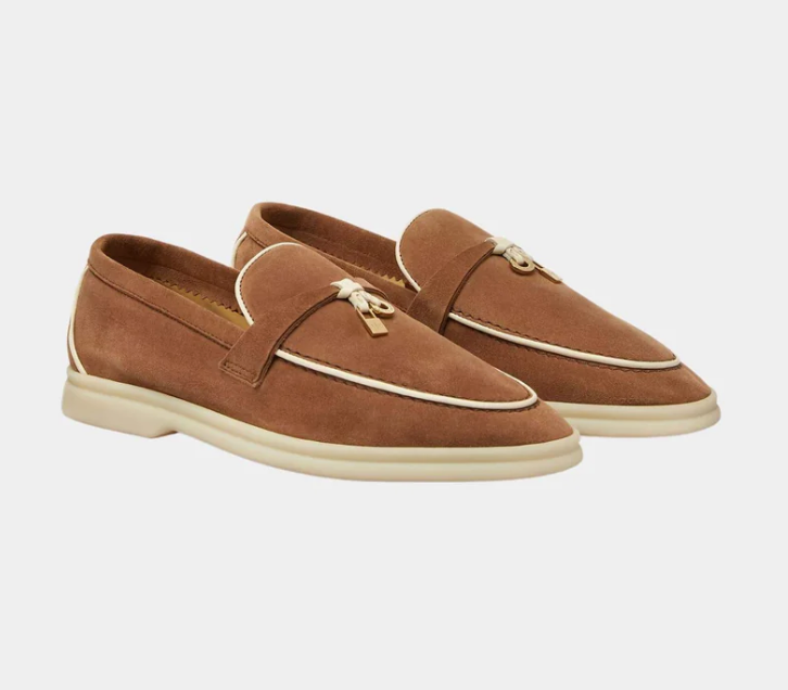 Loro Piana Summer Charms Walk Loafers Suede Goatskin "Mole"