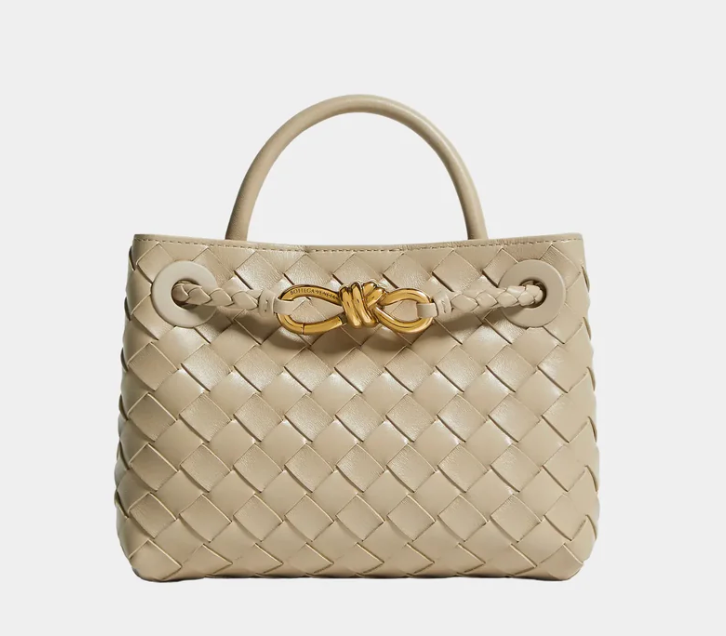 Bottega Veneta Mini Andiamo Intrecciato Bag Ecru