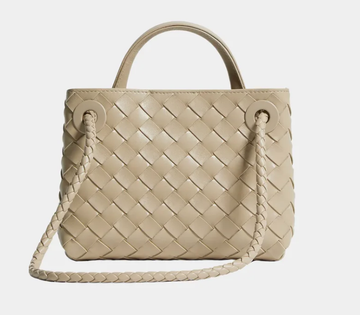 Bottega Veneta Mini Andiamo Intrecciato Bag Ecru