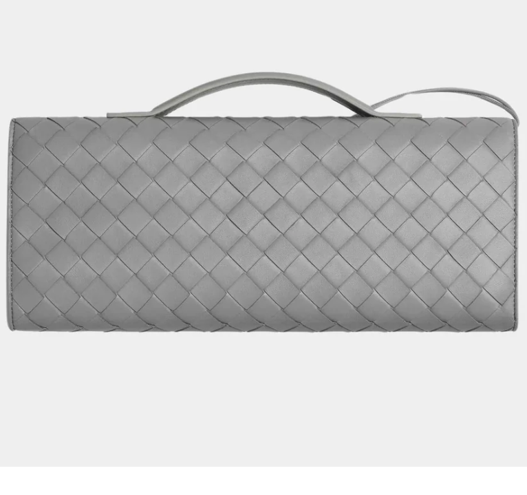 Bottega Veneta Andiamo Intrecciato Top Handle Clutch Sterling