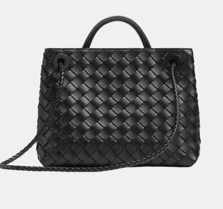 Bottega Veneta Small Andiamo Intrecciato Bag Black