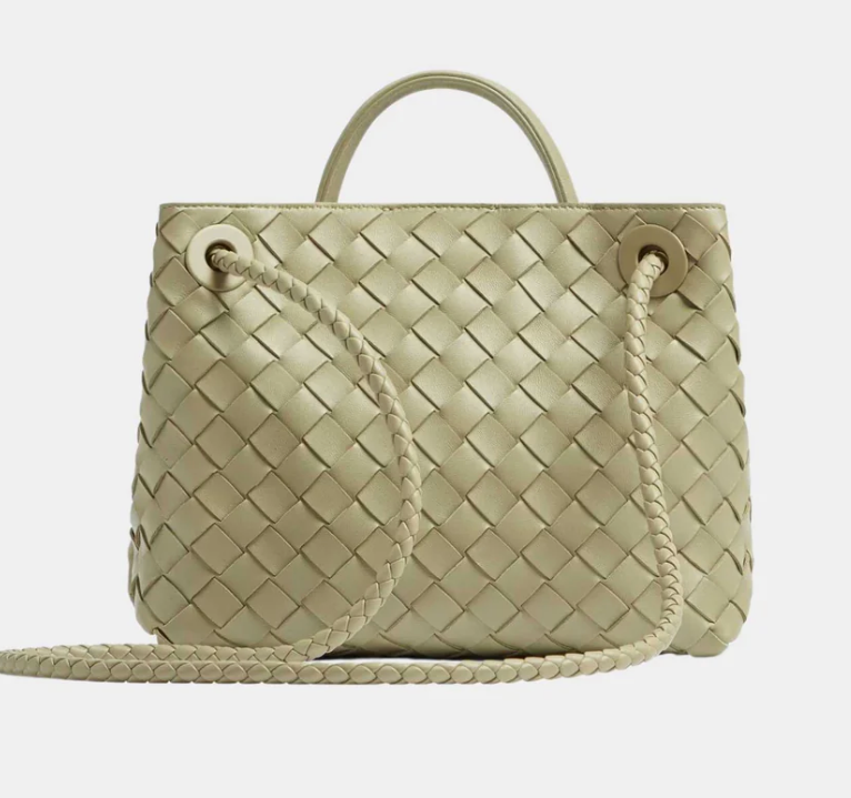 Bottega Veneta Small Andiamo Intrecciato Bag Travertine