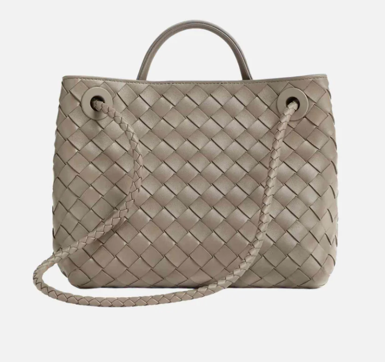 Bottega Veneta Small Andiamo Intrecciato Bag Limestone
