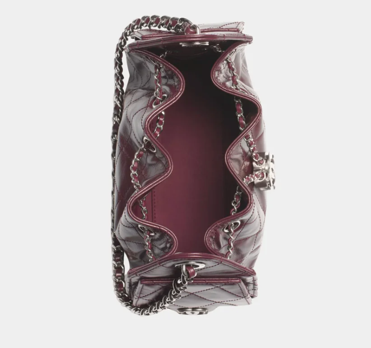 Chanel 25 Mini Handbag Burgundy Shiny Crumpled Calfskin
