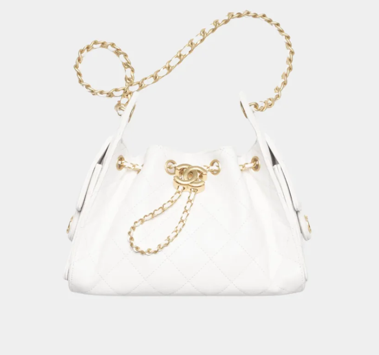 Chanel 25 Mini Handbag White Grained Calfskin