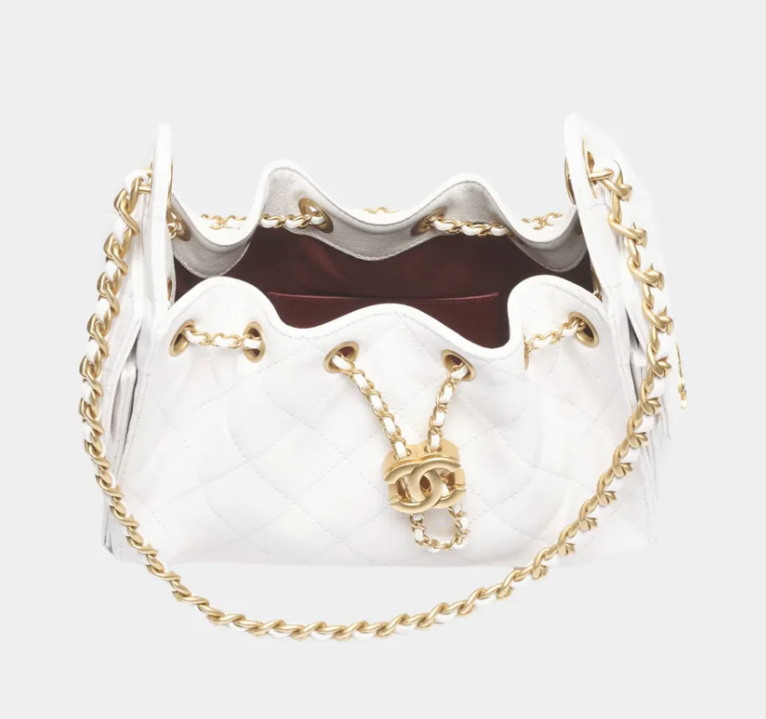 Chanel 25 Mini Handbag White Grained Calfskin