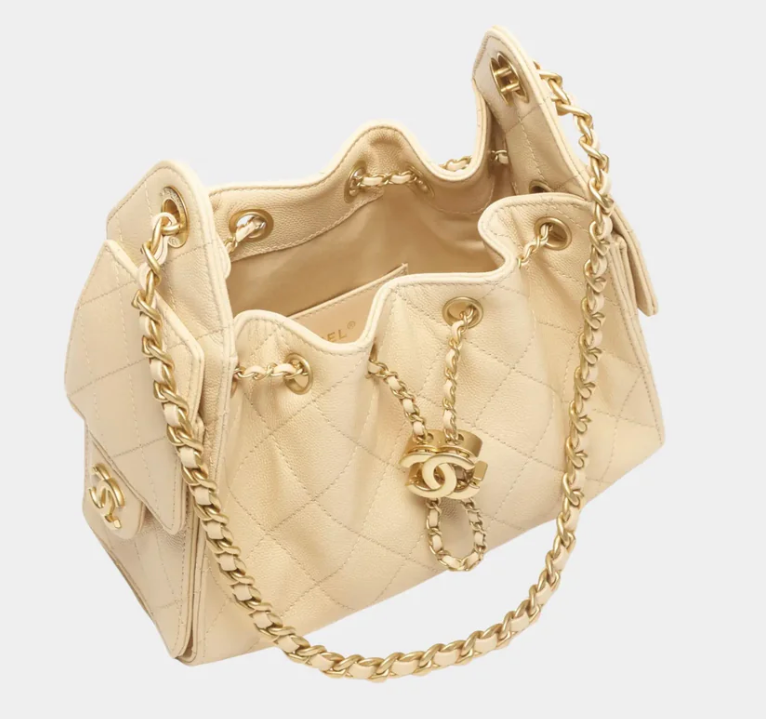 Chanel 25 Mini Handbag Beige Grained Calfskin