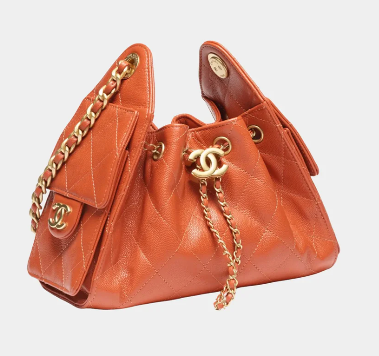 Chanel 25 Mini Handbag Dark Orange Grained Calfskin