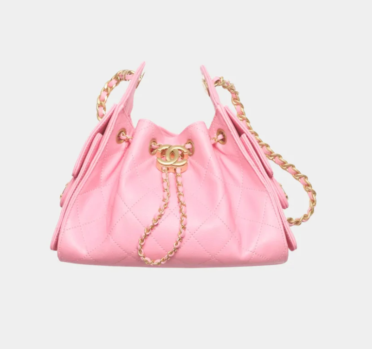 Chanel 25 Mini Handbag Grained Calfskin in Pink
