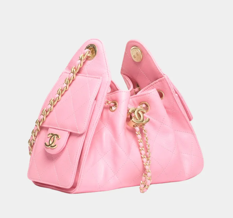 Chanel 25 Mini Handbag Grained Calfskin in Pink