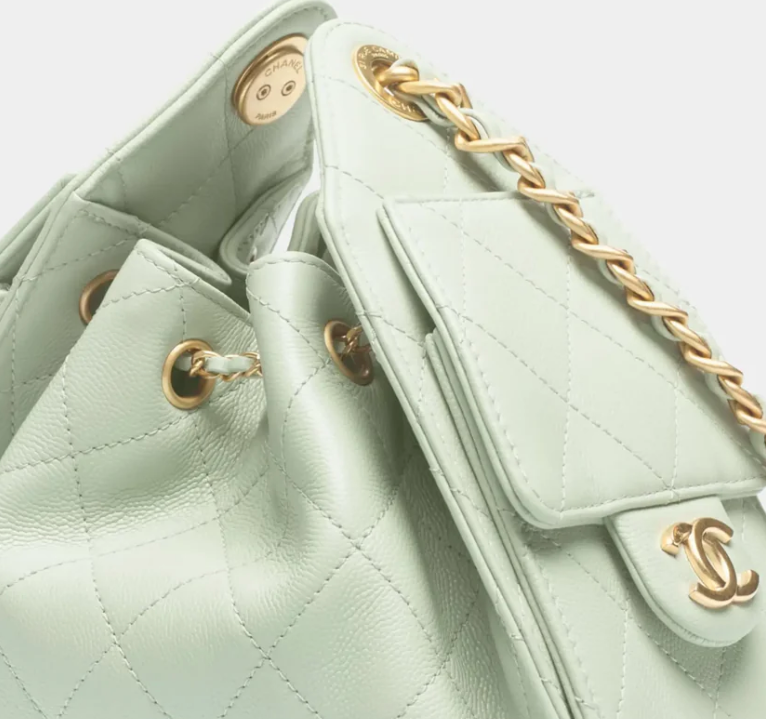 Chanel 25 Mini Handbag Grained Calfskin in Light Green