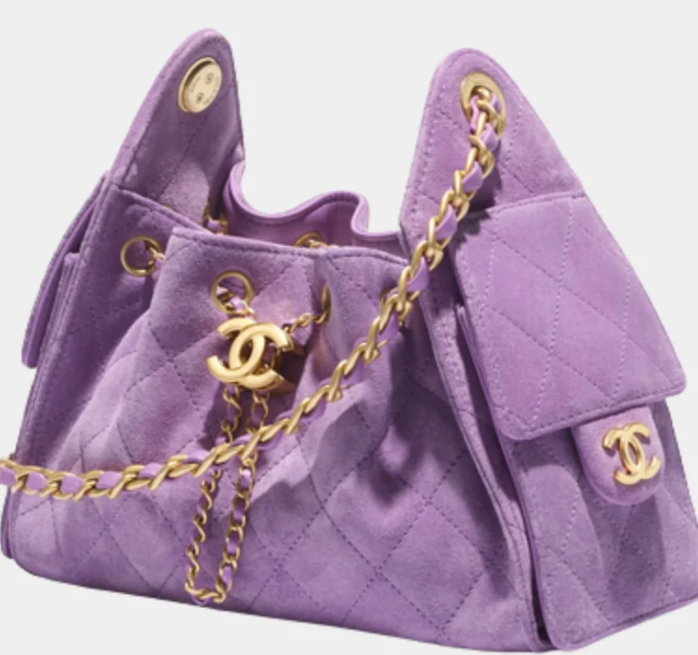 Chanel 25 Mini Handbag Purple Suede Calfskin