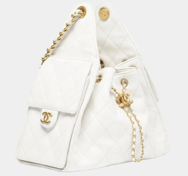Chanel 25 Small Handbag White Calfskin