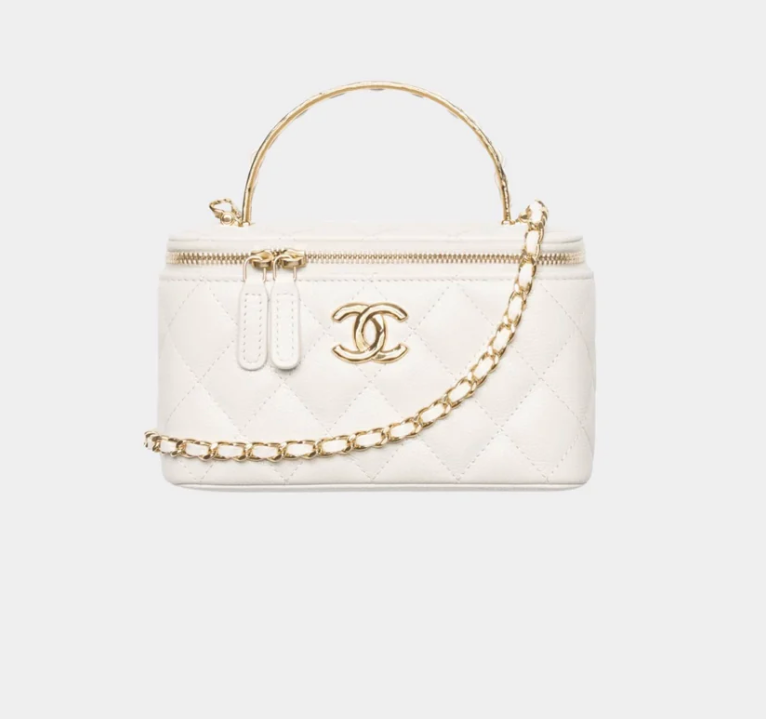Chanel Long Vanity Bag White Lambskin