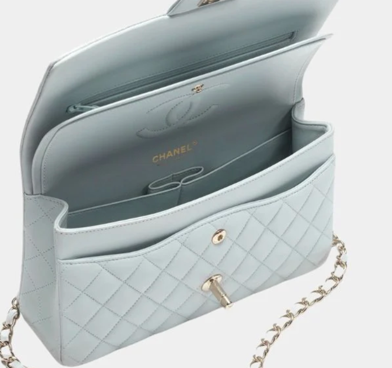 Chanel Classic 11.12 Handbag Light Blue Quilted Leather