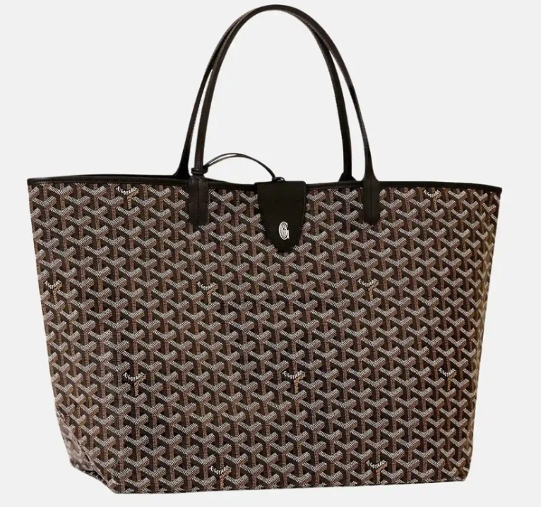 Goyard Saint Louis GM Tote Bag Black & Tan Goyardine