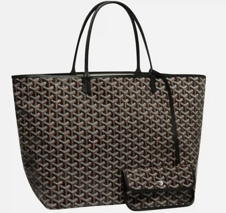 Goyard Saint Louis GM Tote Bag Black & Brown Goyardine