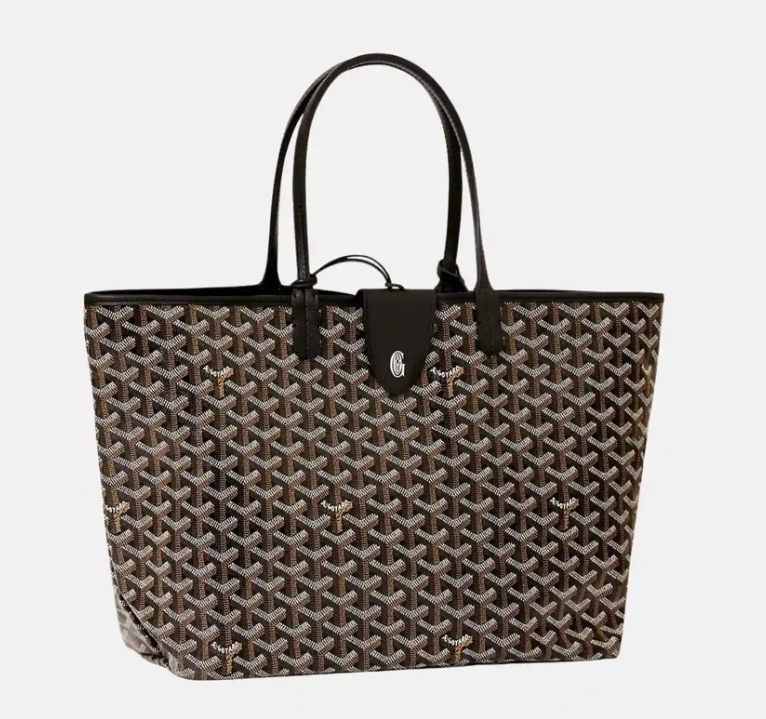 Goyard Saint Louis PM Tote Bag Black & Tan Goyardine