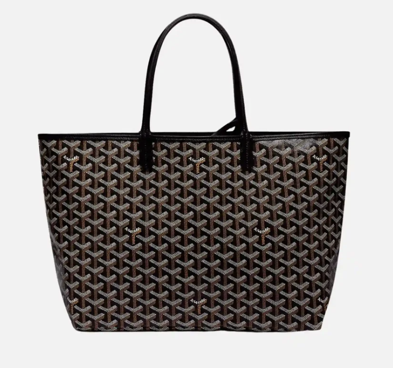 Goyard Saint Louis PM Tote Bag Black & Tan Goyardine