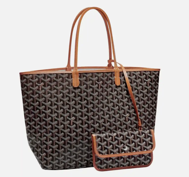 Goyard Saint Louis PM Tote Bag Brown & Tan Goyardine