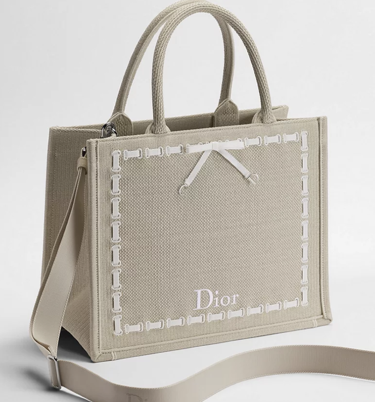 Beige Medium Dior Book Tote with Strap Beige