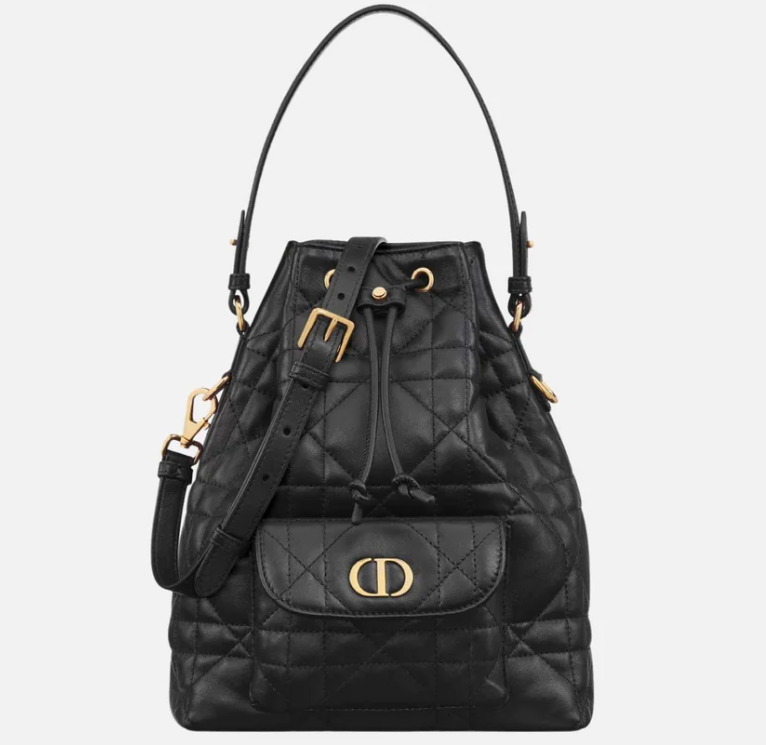 Black Dior Small Caro Bucket Bag