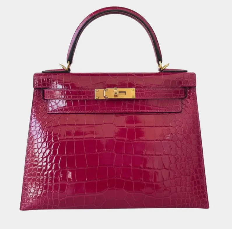 Hermès Kelly 28 Alligator Mississippiensis Lisse Rose Pourpre GHW