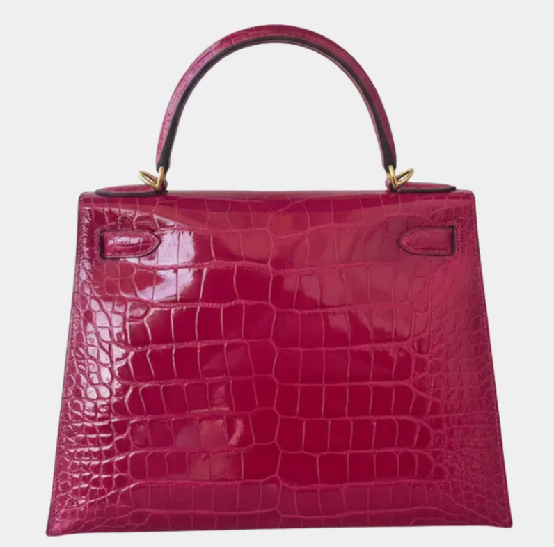 Hermès Kelly 28 Alligator Mississippiensis Lisse Rose Pourpre GHW