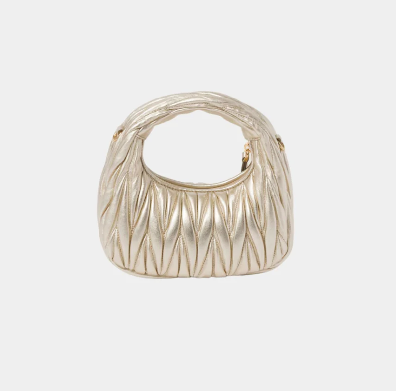 Miu Miu Wander Matelassé Nappa Leather Hobo Mini Bag Pyrite