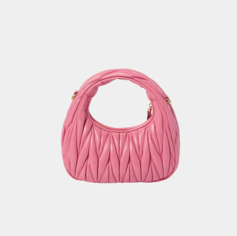 Miu Miu Wander Matelassé Nappa Leather Hobo Mini Bag Begonia Pink