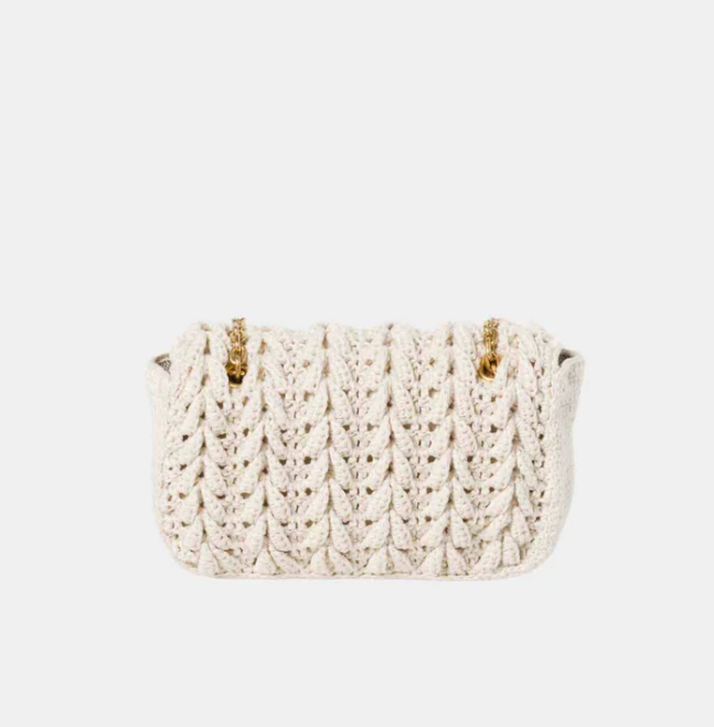 Miu Miu Cotton Cable-Knit Mini Bag Chalk White