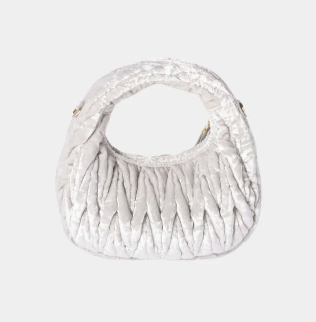 Miu Miu Wander Velvet Hobo Mini Bag Granite Gray
