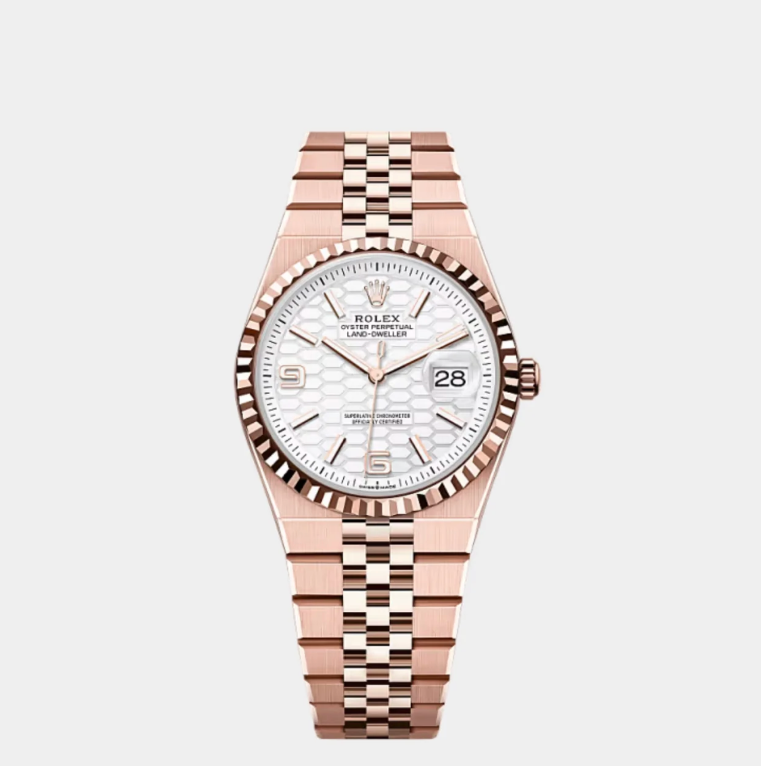 Rolex Land-Dweller 36 Everose Gold Honeycomb Dial 127235