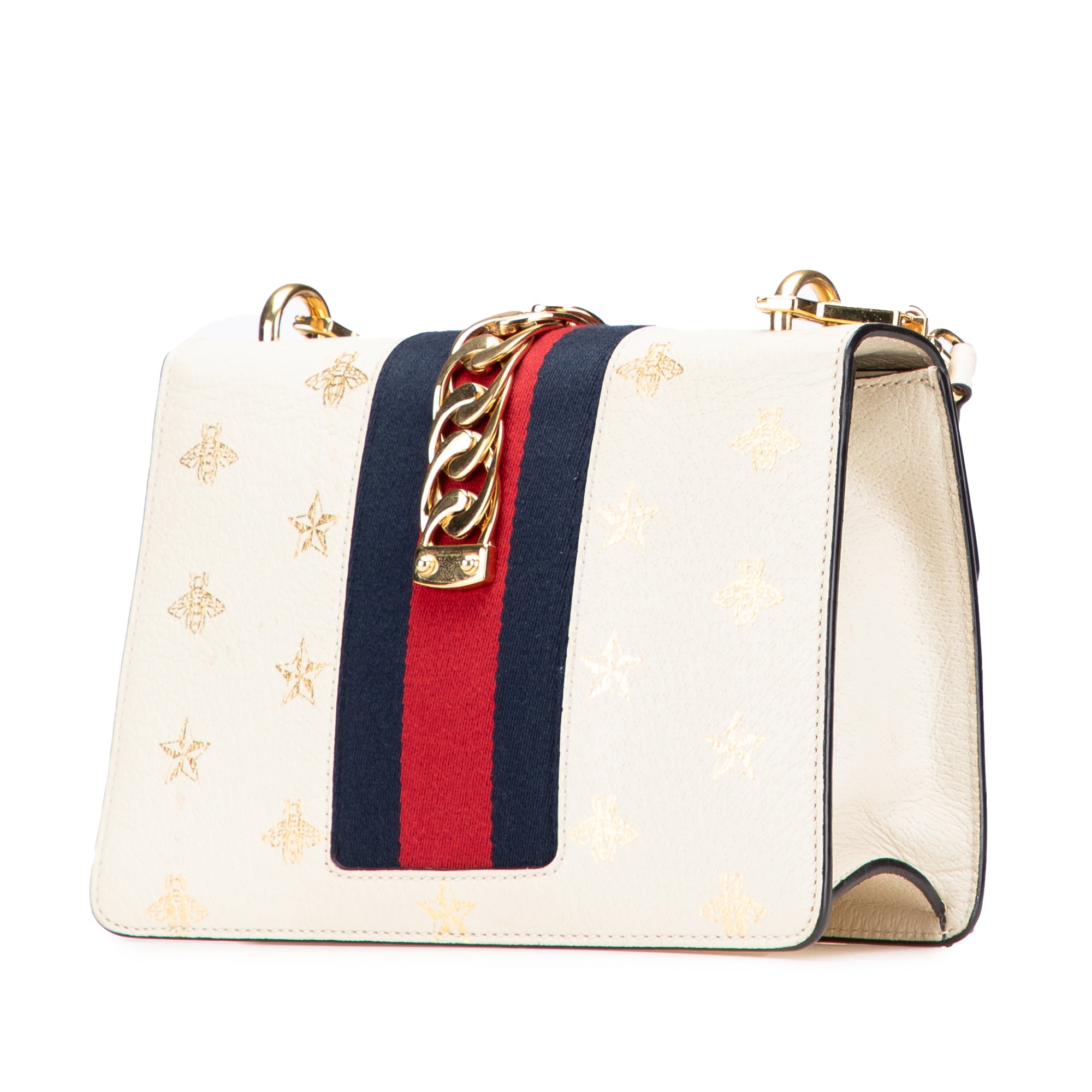 Gucci Small Leather Bee Star Sylvie Satchel