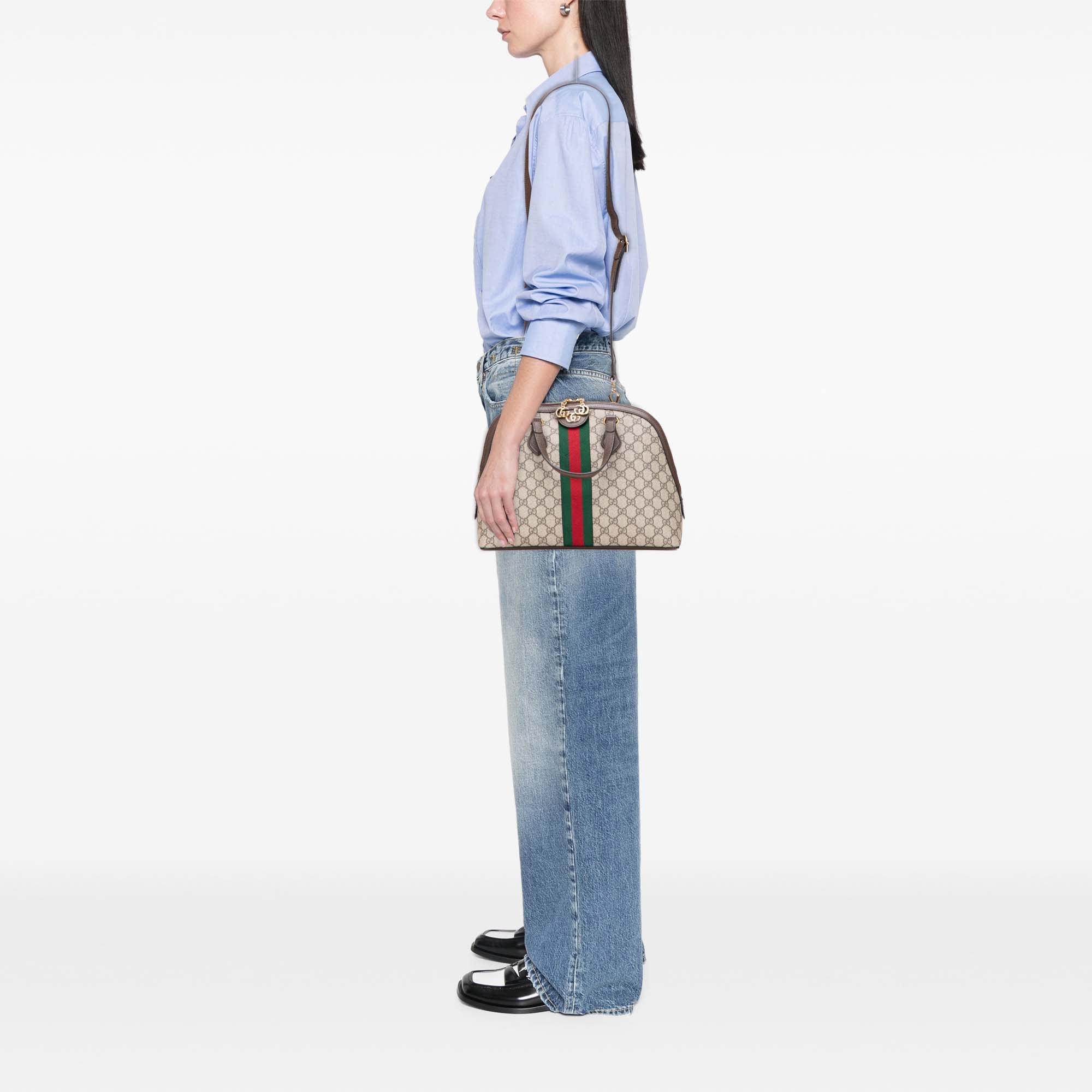 Gucci Medium GG Supreme Ophidia Web Satchel