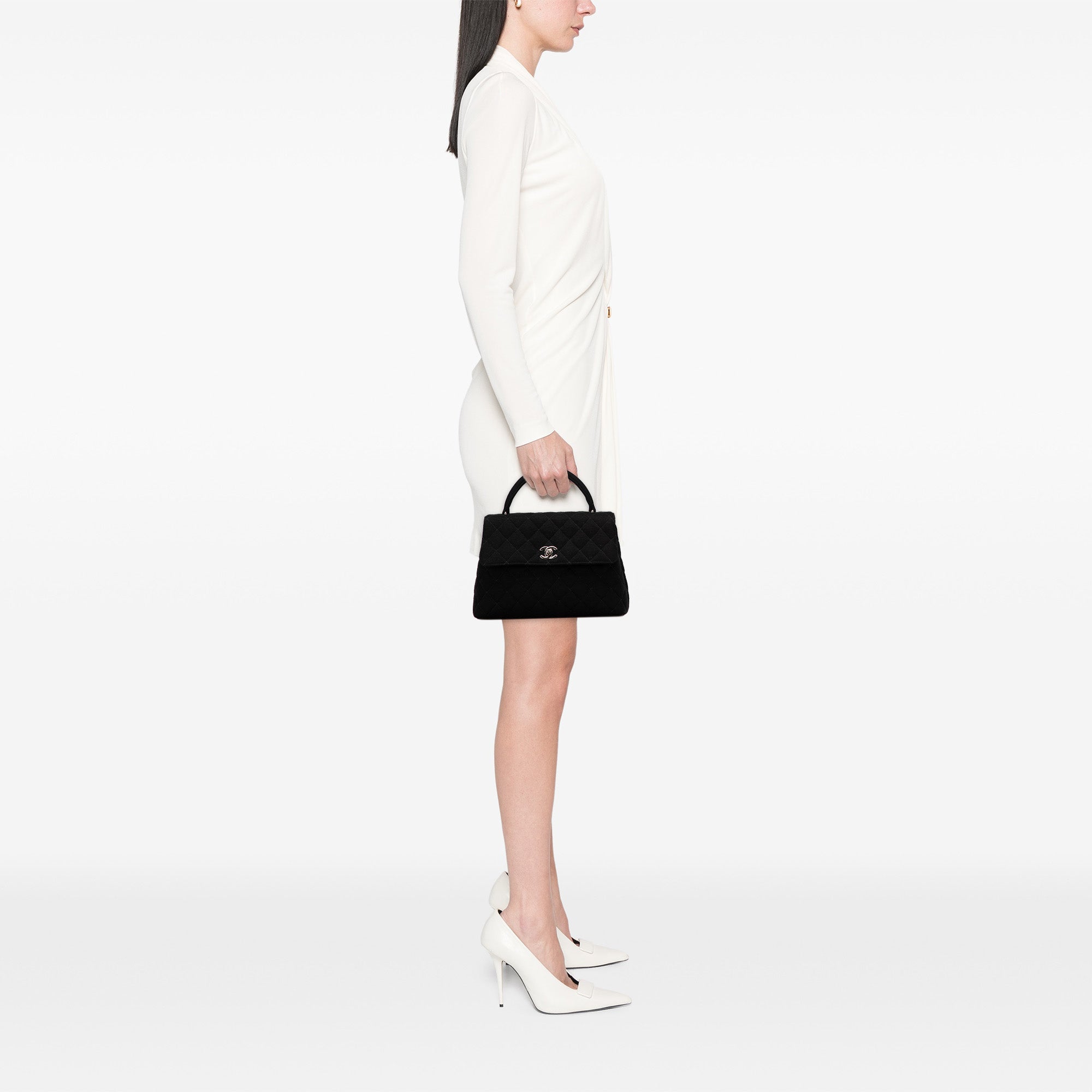 Chanel CC Quilted Jersey Kelly Top Handle Bag