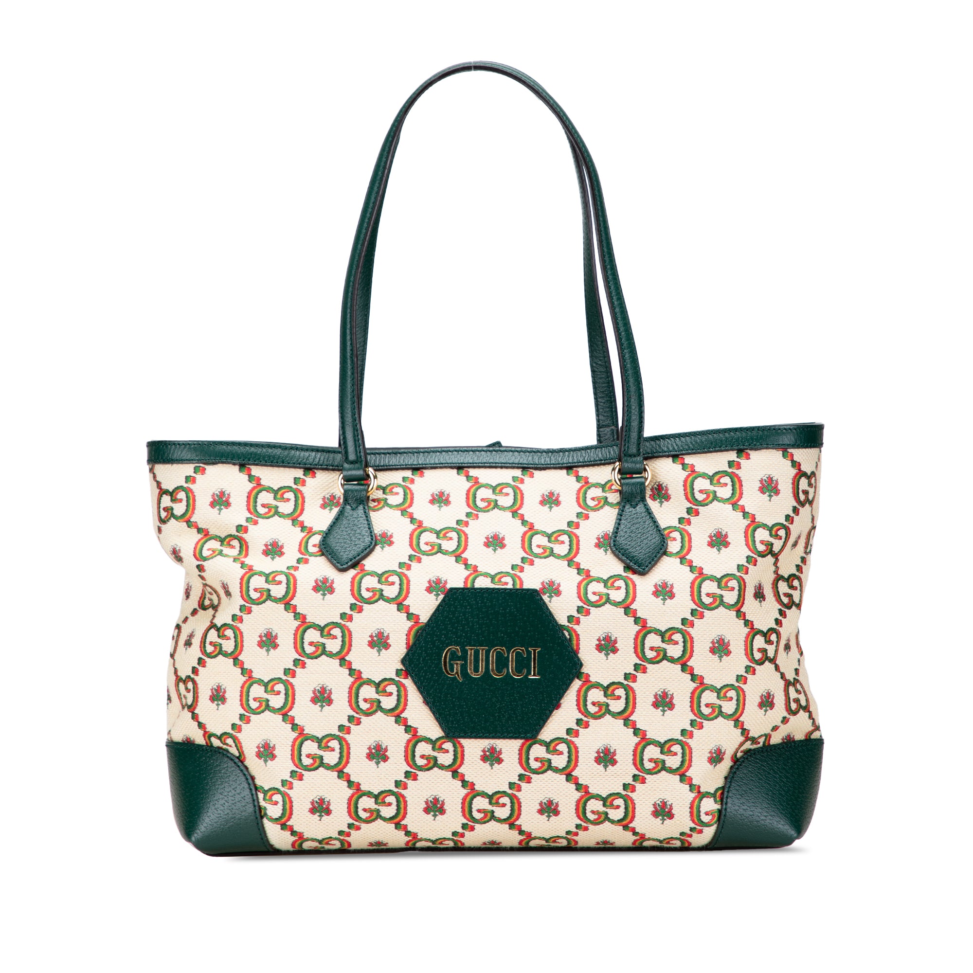 100th Anniversary Medium GG Canvas Embroidered Flower Ophidia Tote