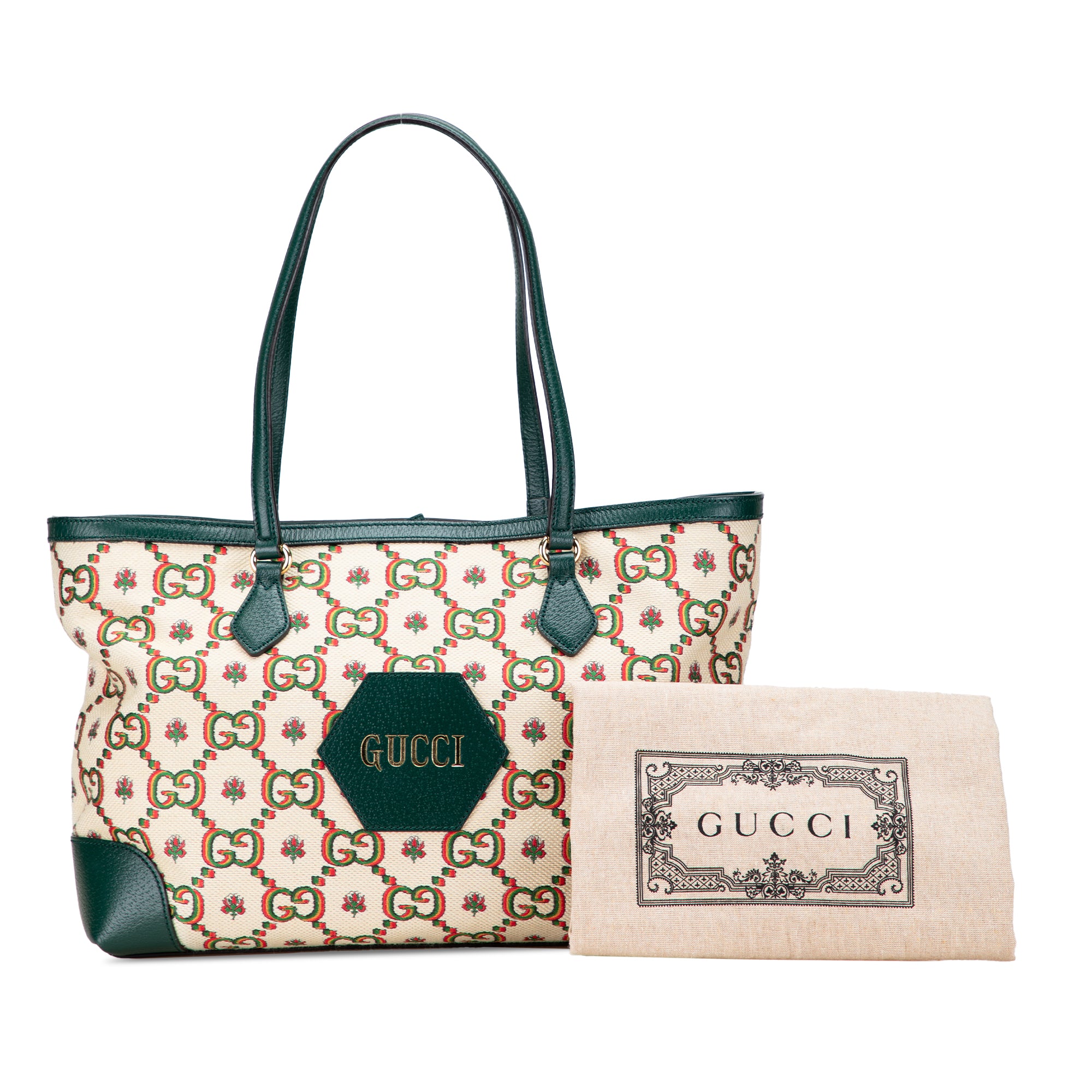 Gucci 100th Anniversary Medium GG Canvas Embroidered Flower Ophidia Tote