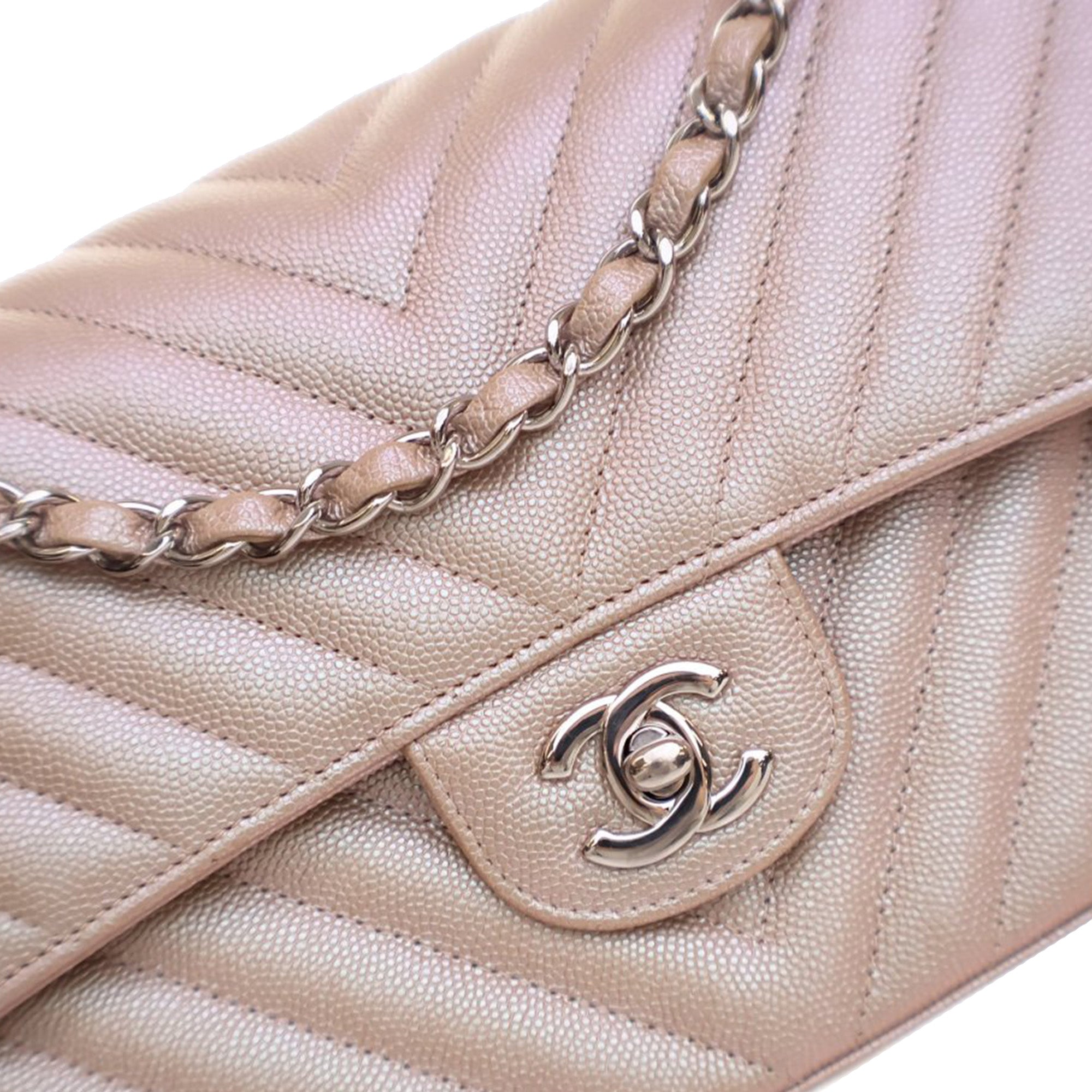 Chanel Medium Classic Chevron Iridescent Caviar Double Flap