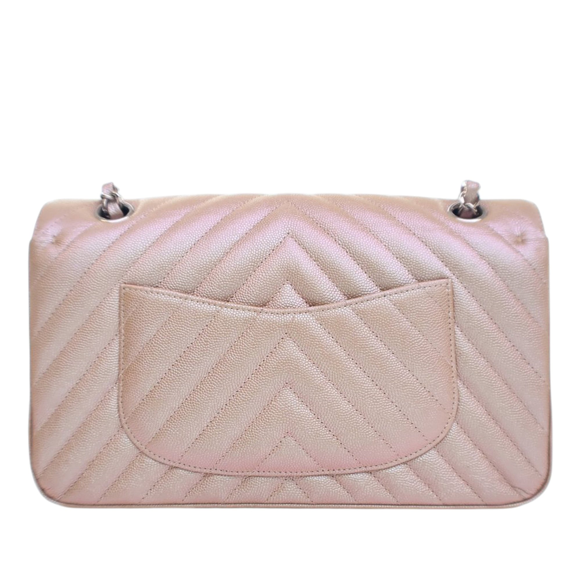 Medium Classic Chevron Iridescent Caviar Double Flap
