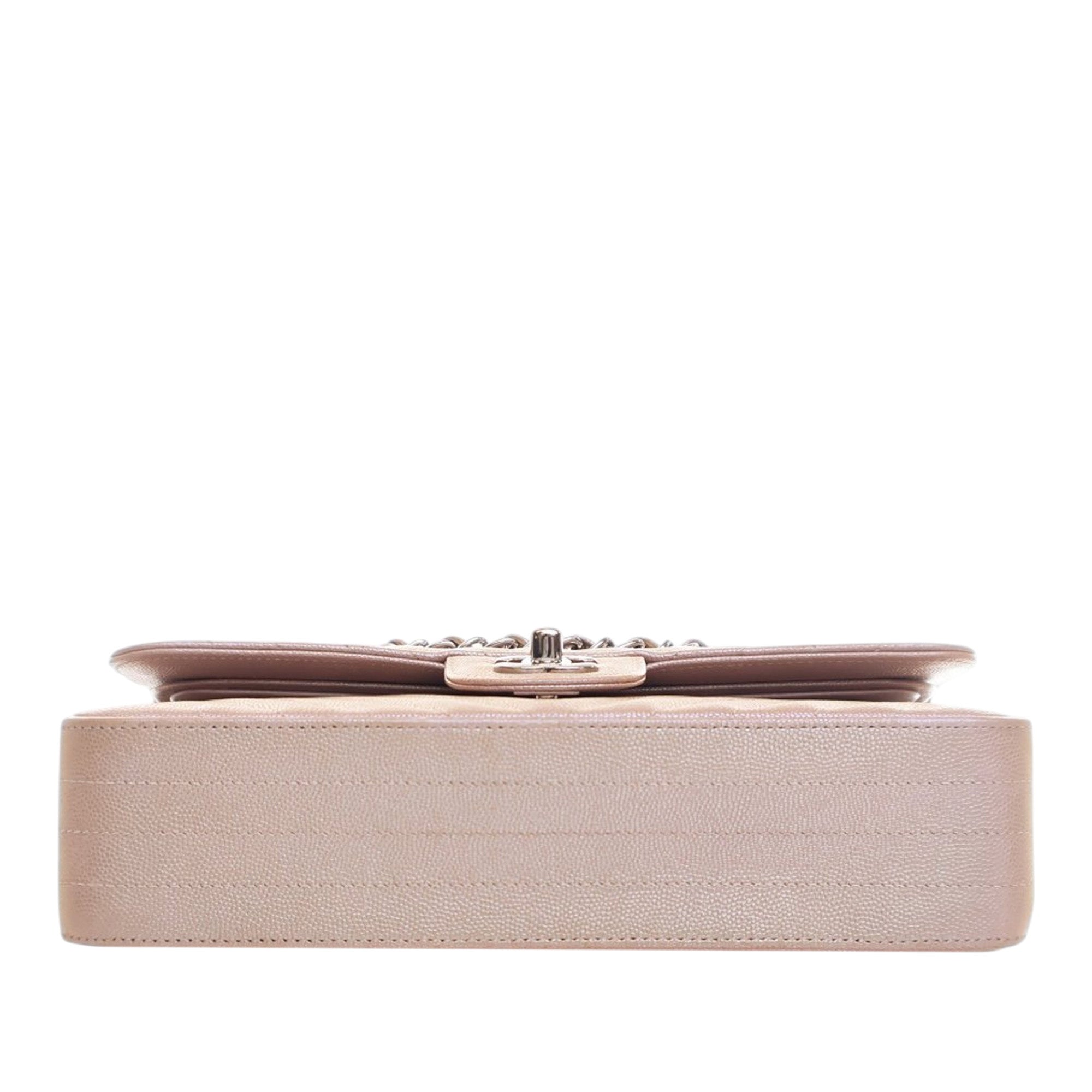 Medium Classic Chevron Iridescent Caviar Double Flap