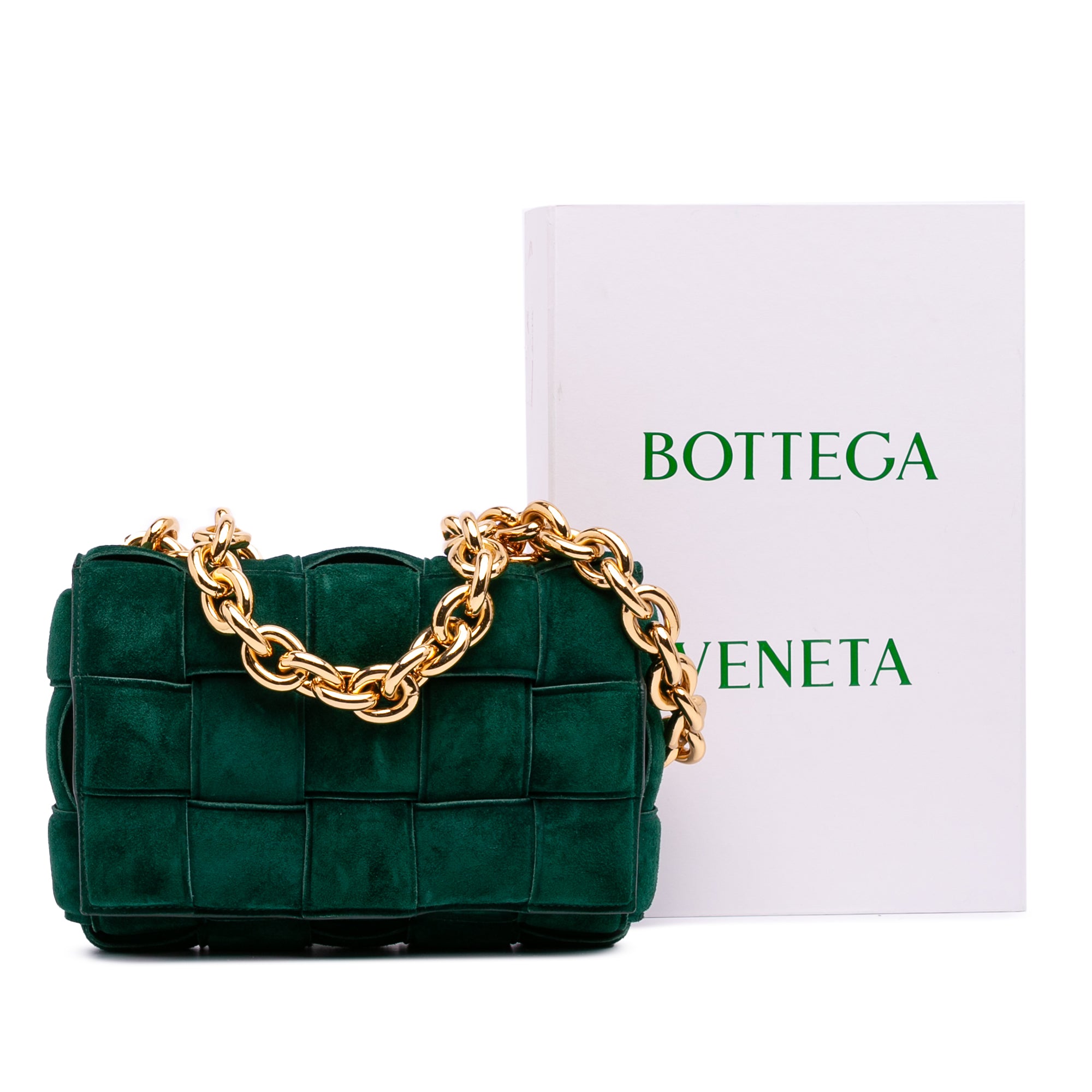 Suede Intrecciato Padded Chain Cassette Satchel