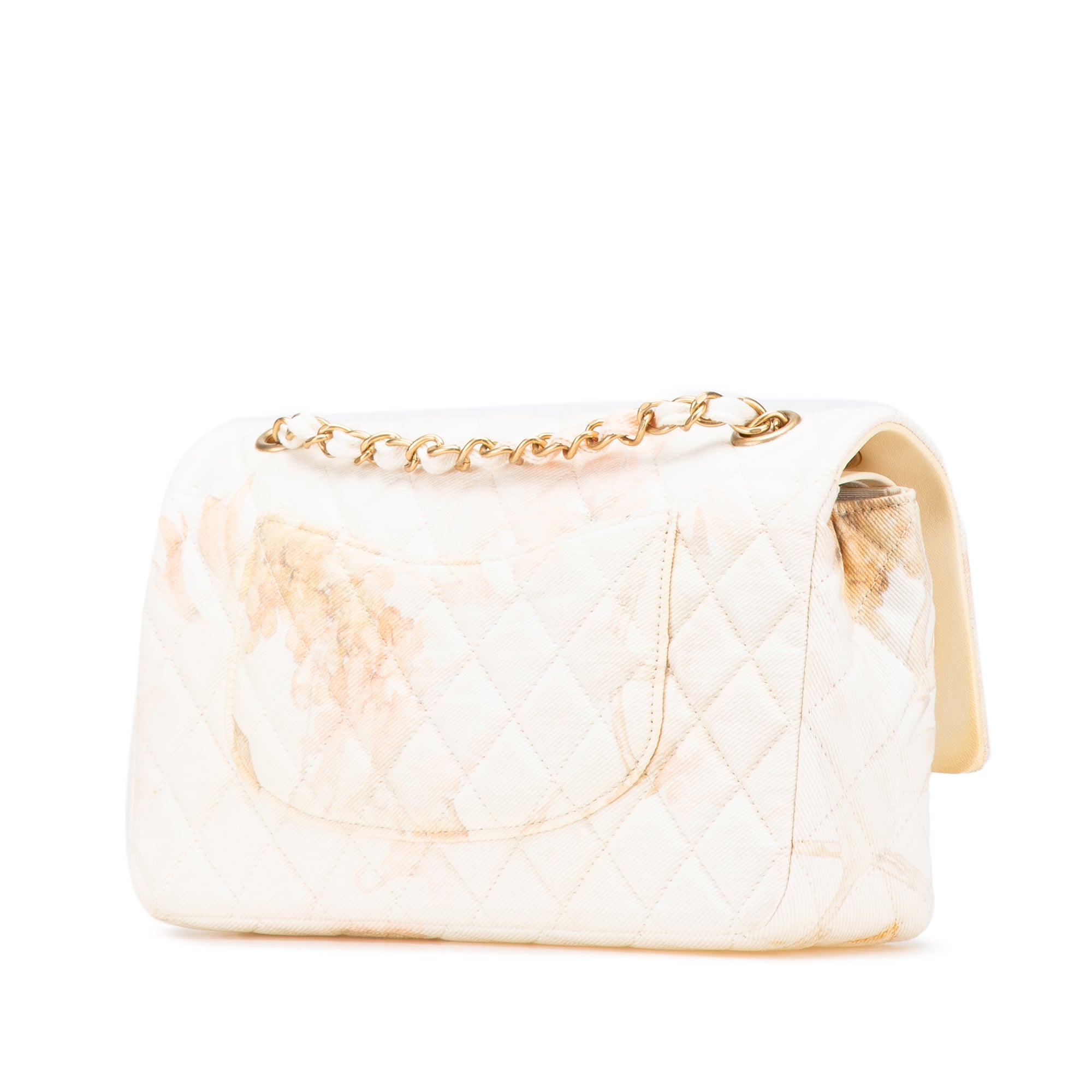 Medium Classic Printed Denim Floral Double Flap