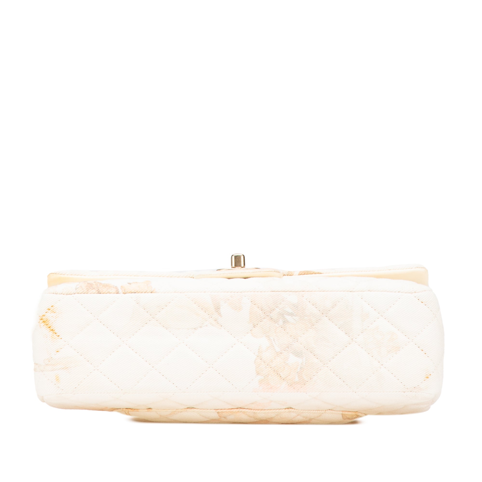 Medium Classic Printed Denim Floral Double Flap