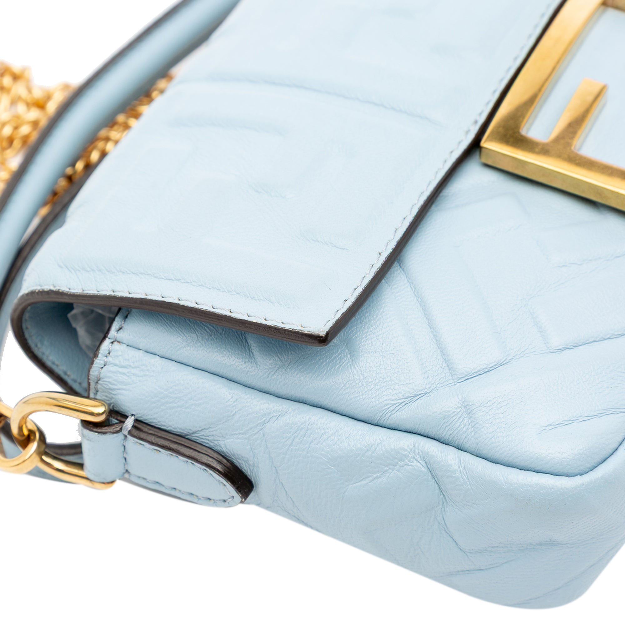 Fendi Mini Zucca Embossed Leather Baguette Satchel