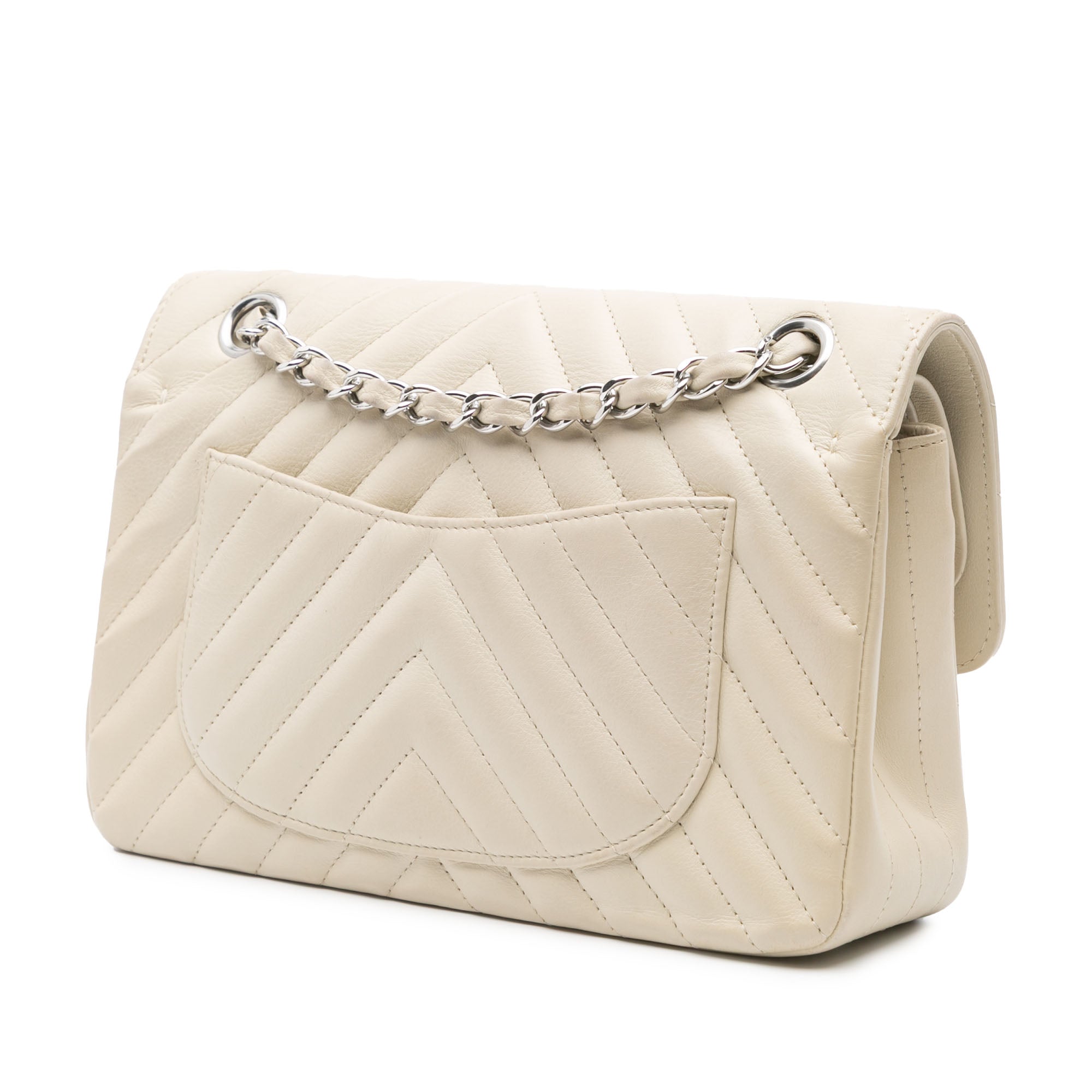 Small Classic Chevron Lambskin Double Flap