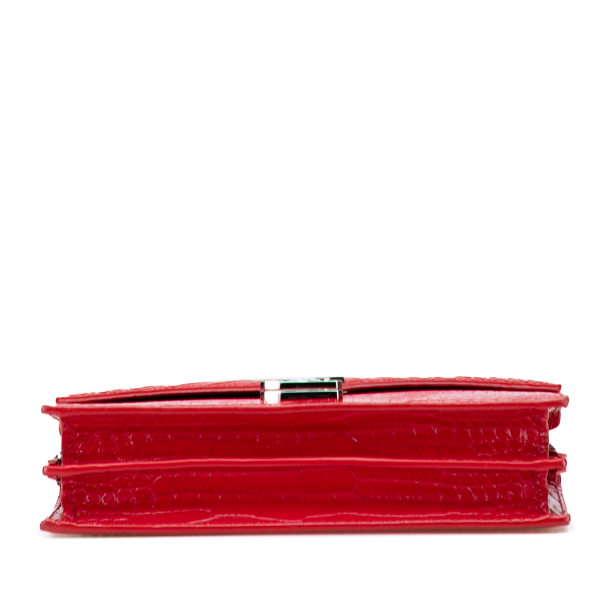 Croc Embossed Leather Monogram Cassandra Clasp Bag