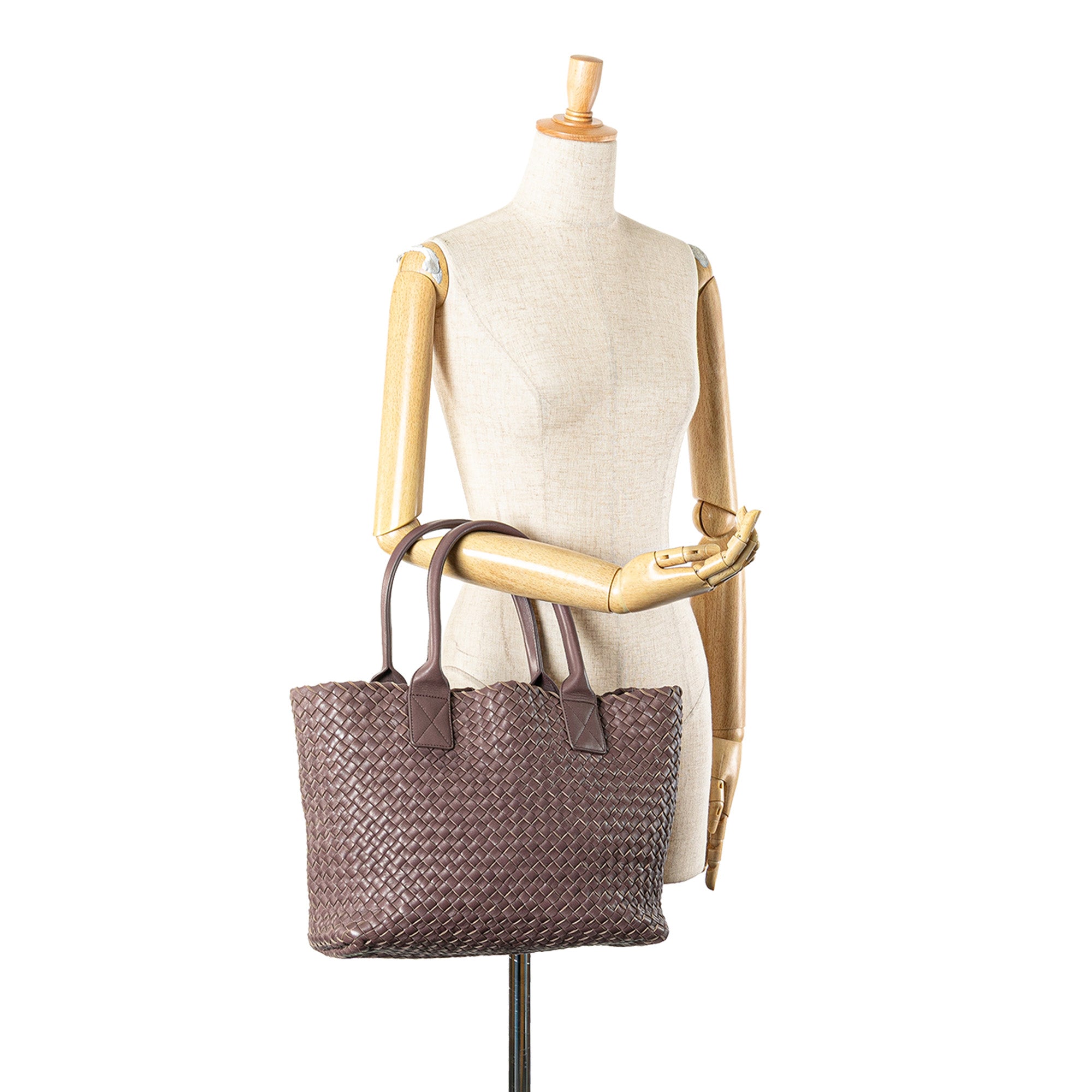 Bottega Veneta Lambskin Intreccio Cabat Tote