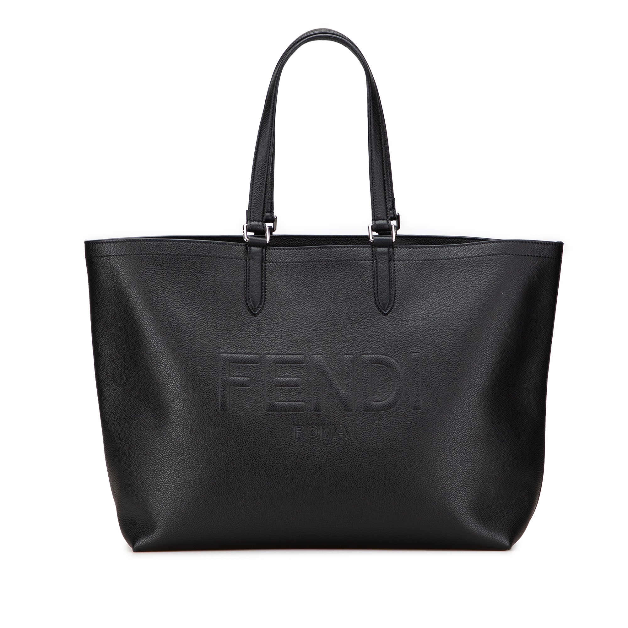 Embossed Leather Logo Tote